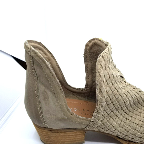 Very Volatile Los Angeles Veracruz Sz 10 Tan Suede Leather Woven Ankle Bootie - Picture 10 of 15